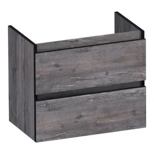 Brauer Joy Edge washbasin cabinet shallow - 60x39x50 cm - 2 drawers handleless - 1 siphon recess - MFC - Driftwood