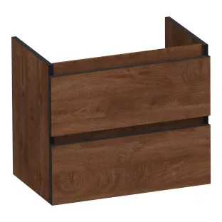 Brauer Joy Edge washbasin cabinet shallow - 60x39x50 cm - 2 drawers handleless - 1 siphon recess - MFC - Forest Cacao