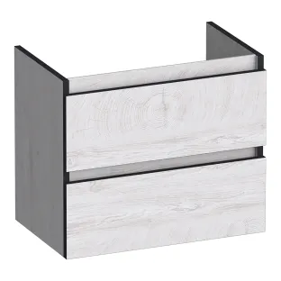 Brauer Joy Edge washbasin cabinet shallow - 60x39x50 cm - 2 drawers handleless - 1 siphon recess - MFC - Forest Seashell
