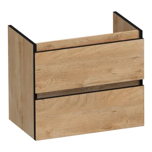 Brauer Joy Edge wastafelonderkast ondiep - 60x39x50 cm - 2 laden greeploos - 1 sifonuitsparing - MFC - Forest Tan