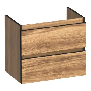 Brauer Joy Edge washbasin cabinet shallow - 60x39x50 cm - 2 drawers handleless - 1 siphon recess - MFC - Honey