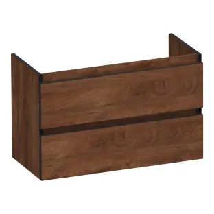 Brauer Joy Edge washbasin cabinet shallow - 80x39x50 cm - 2 drawers handleless - 1 siphon recess - MFC - Forest Cacao