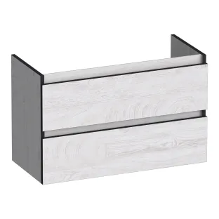 Brauer Joy Edge washbasin cabinet shallow - 80x39x50 cm - 2 drawers handleless - 1 siphon recess - MFC - Forest Seashell