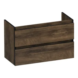 Brauer Joy Edge wastafelonderkast ondiep - 80x39x50 cm - 2 laden greeploos - 1 sifonuitsparing - MFC - Grove