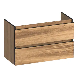 Brauer Joy Edge washbasin cabinet shallow - 80x39x50 cm - 2 drawers handleless - 1 siphon recess - MFC - Honey