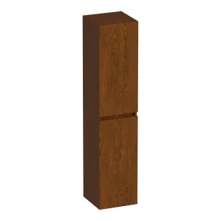 Brauer Joy tall cabinet - 160x35x35 cm - 2 doors left or right turning - handleless - continuous slats - Solid oak brown