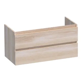 Brauer Joy washbasin cabinet - 100x46x50 cm - 2 drawers without handles - 1 siphon recess - continuous slats - Solid oak white