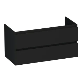 Brauer Joy washbasin cabinet - 100x46x50 cm - 2 drawers without handles - 1 siphon recess - MDF lacquered - Matt Black