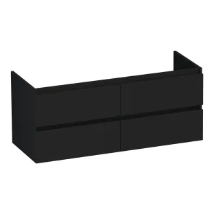 Brauer Joy washbasin cabinet - 120x46x50 cm - 4 drawers without handles - 2 siphon cut-outs - MDF lacquered - Matt Black