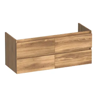Brauer Joy wastafelonderkast - 120x46x50 cm - 4 laden greeploos - 2 sifonuitsparingen - MFC - Honey
