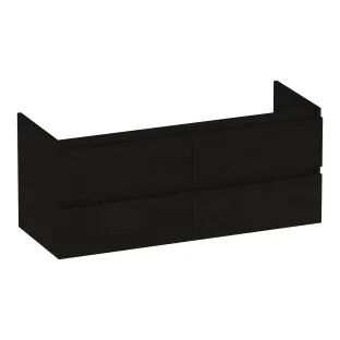 Brauer Joy washbasin cabinet - 120x46x50 cm - 4 drawers handleless - 2 siphon cut-outs - MFC - Timber Black