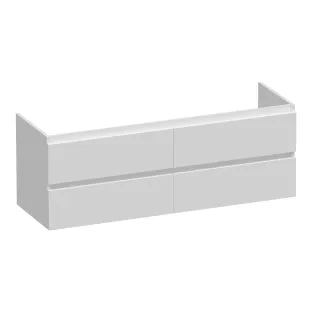 Brauer Joy washbasin cabinet - 140x46x50 cm - 4 drawers without handles - 2 siphon cut-outs - MDF lacquered - Matt White