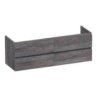 Brauer Joy wastafelonderkast - 140x46x50 cm - 4 laden greeploos - 2 sifonuitsparingen - MFC - Driftwood