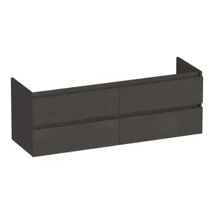 Brauer Joy washbasin cabinet - 140x46x50 cm - 4 drawers without handles - 2 siphon cut-outs - MFC - Timber Anthracite
