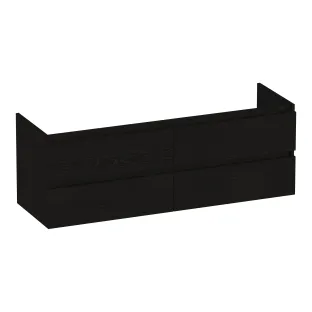 Brauer Joy washbasin cabinet - 140x46x50 cm - 4 drawers handleless - 2 siphon cut-outs - MFC - Timber Black