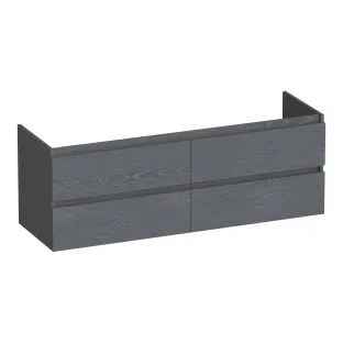 Brauer Joy washbasin cabinet - 140x46x50 cm - 4 drawers without handles - 2 siphon cut-outs - MFC - Timber Grey