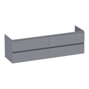Brauer Joy washbasin cabinet - 160x46x50 cm - 4 drawers without handles - 2 siphon cut-outs - MDF lacquered - Matt Grey