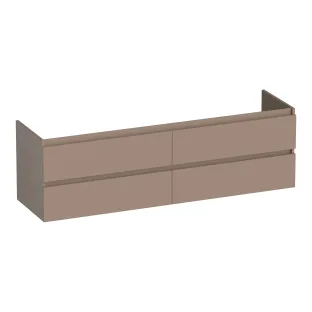 Brauer Joy washbasin cabinet - 160x46x50 cm - 4 drawers without handles - 2 siphon cut-outs - MDF lacquered - Matt Mocha