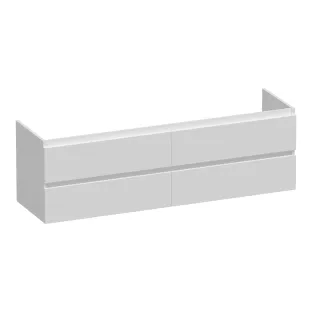Brauer Joy washbasin cabinet - 160x46x50 cm - 4 drawers without handles - 2 siphon cut-outs - MDF lacquered - Matt White