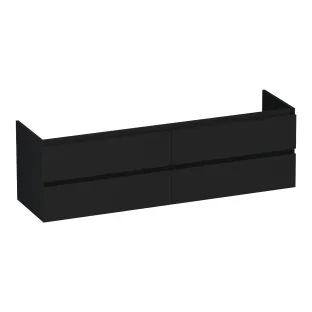 Brauer Joy washbasin cabinet - 160x46x50 cm - 4 drawers without handles - 2 siphon cut-outs - MDF lacquered - Matt Black