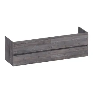 Brauer Joy wastafelonderkast - 160x46x50 cm - 4 laden greeploos - 2 sifonuitsparingen - MFC - Driftwood