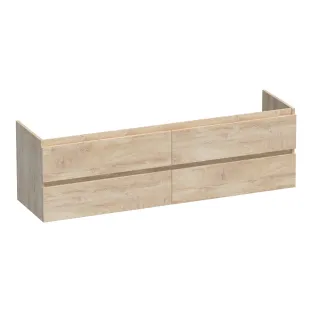 Brauer Joy washbasin cabinet - 160x46x50 cm - 4 drawers handleless - 2 siphon cut-outs - MFC - Forest Wheat