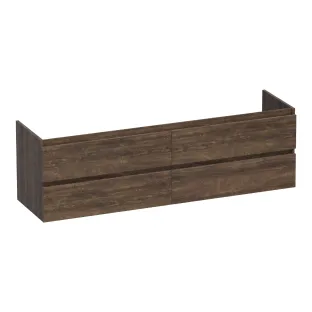 Brauer Joy wastafelonderkast - 160x46x50 cm - 4 laden greeploos - 2 sifonuitsparingen - MFC - Grove