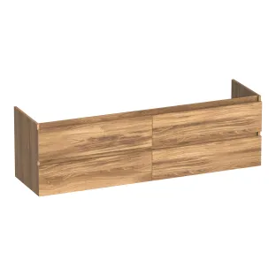Brauer Joy washbasin cabinet - 160x46x50 cm - 4 drawers without handles - 2 siphon cut-outs - MFC - Honey