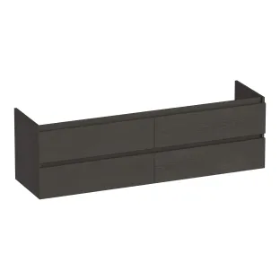 Brauer Joy washbasin cabinet - 160x46x50 cm - 4 drawers without handles - 2 siphon cut-outs - MFC - Timber Anthracite