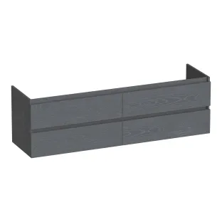 Brauer Joy washbasin cabinet - 160x46x50 cm - 4 drawers without handles - 2 siphon cut-outs - MFC - Timber Grey
