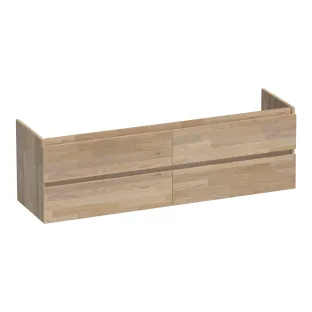 Brauer Joy washbasin cabinet - 160x46x50 cm - 4 drawers without handles - 2 siphon cut-outs - Finger joint oak gray
