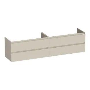 Brauer Joy washbasin cabinet - 200x46x50 cm - 4 drawers without handles - 2 siphon cut-outs - MDF lacquered - Matt Beige
