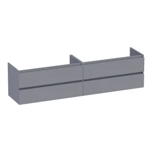 Brauer Joy washbasin cabinet - 200x46x50 cm - 4 drawers without handles - 2 siphon cut-outs - MDF lacquered - Matt Grey