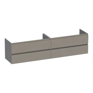 Brauer Joy washbasin cabinet - 200x46x50 cm - 4 drawers without handles - 2 siphon cut-outs - MDF lacquered - Matt Taupe