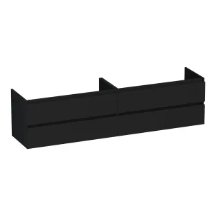 Brauer Joy washbasin cabinet - 200x46x50 cm - 4 drawers without handles - 2 siphon cut-outs - MDF lacquered - Matt Black