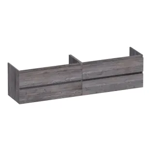 Brauer Joy washbasin cabinet - 200x46x50 cm - 4 drawers handleless - 2 siphon cut-outs - MFC - Driftwood