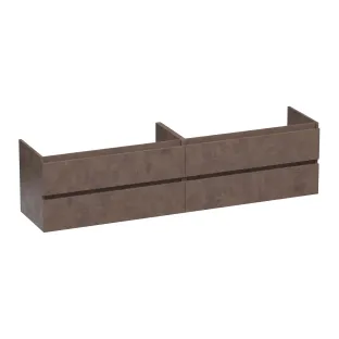 Brauer Joy washbasin cabinet - 200x46x50 cm - 4 drawers handleless - 2 siphon cut-outs - MFC - Erosion