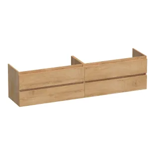 Brauer Joy washbasin cabinet - 200x46x50 cm - 4 drawers handleless - 2 siphon cut-outs - MFC - Forest Tan