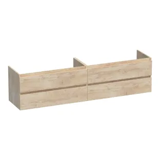 Brauer Joy washbasin cabinet - 200x46x50 cm - 4 drawers handleless - 2 siphon cut-outs - MFC - Forest Wheat