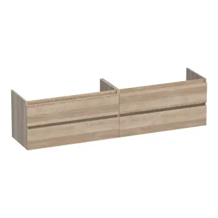 Brauer Joy washbasin cabinet - 200x46x50 cm - 4 drawers without handles - 2 siphon cut-outs - MFC - Sunlit