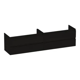 Brauer Joy washbasin cabinet - 200x46x50 cm - 4 drawers handleless - 2 siphon cut-outs - MFC - Timber Black