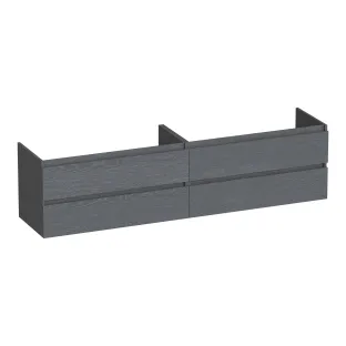 Brauer Joy washbasin cabinet - 200x46x50 cm - 4 drawers without handles - 2 siphon cut-outs - MFC - Timber Grey