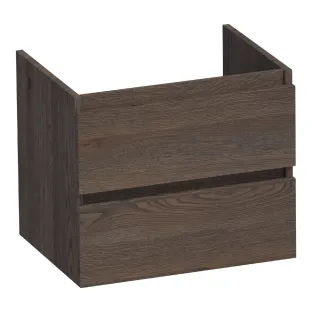 Brauer Joy washbasin cabinet - 60x46x50 cm - 2 drawers without handles - 1 siphon recess - continuous slats - Solid oak black