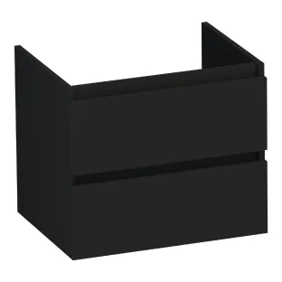 Brauer Joy washbasin cabinet - 60x46x50 cm - 2 drawers handleless - 1 siphon recess - MDF lacquered - Matt Black