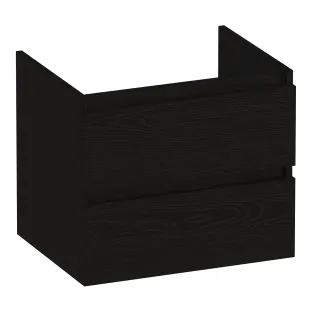 Brauer Joy washbasin cabinet - 60x46x50 cm - 2 drawers handleless - 1 siphon recess - MFC - Timber Black
