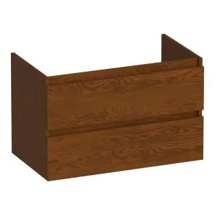 Brauer Joy washbasin cabinet - 80x46x50 cm - 2 drawers without handles - 1 siphon recess - continuous slats - Solid oak brown