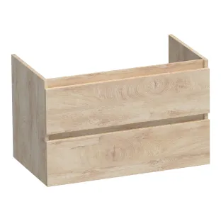 Brauer Joy wastafelonderkast - 80x46x50 cm - 2 laden greeploos - 1 sifonuitsparing - MFC - Forest Wheat