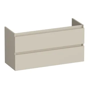 Brauer Joy wastafelonderkast ondiep - 100x39x50 cm - 2 laden greeploos - 1 sifonuitsparing - MDF gelakt - Mat Beige