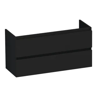 Brauer Joy wastafelonderkast ondiep - 100x39x50 cm - 2 laden greeploos - 1 sifonuitsparing - MDF gelakt - Mat Zwart