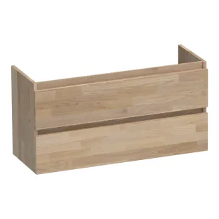 Brauer Joy washbasin cabinet shallow - 100x39x50 cm - 2 drawers handleless - 1 siphon recess - Finger joint oak gray
